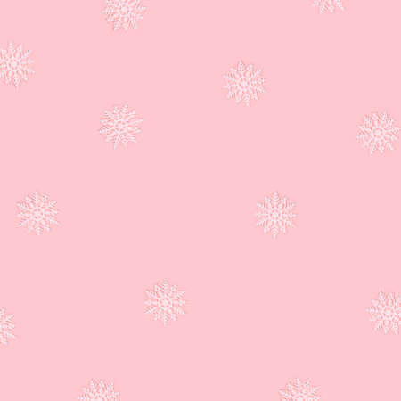 Winter pattern made of snowflakes and on pink background. Christmas concept. Flat lay.の写真素材
