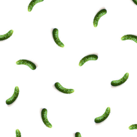 Pattern of cucumbers isolated on white background. Flat lay.の写真素材