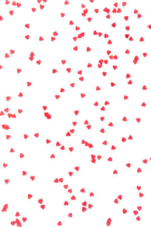 White background with red hearts. Valentines day concept. Top view.の写真素材