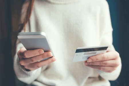 Online payments without leaving your home. The concept of isolation.の写真素材