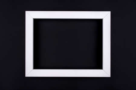 White text frame on a black background. Copy space for text.の写真素材