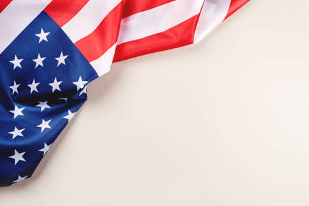American flag on a gray background. US independence day. Copy space for text.の写真素材