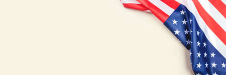 American flag on a gray background. US independence day. Copy space for text.の写真素材
