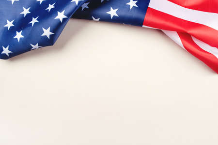 American flag on a gray background. US independence day. Copy space for text.の写真素材