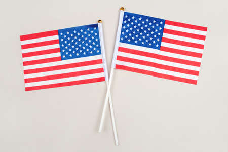 Festive background with US flags. US independence day concept.の写真素材