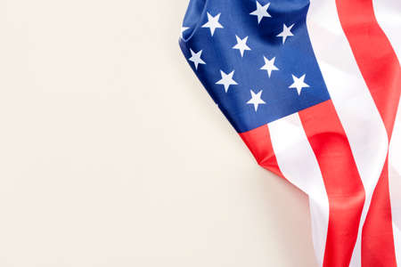 American flag on a pastel background. US independence day. Copy space for text.の写真素材