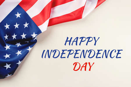 American flag on a gray background. US independence day.の写真素材