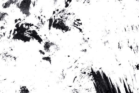 Abstract drops and smears of black acrylic paint isolated on a white background.の写真素材