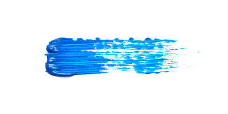 Blue acrylic brushstroke isolated on a white background.の写真素材