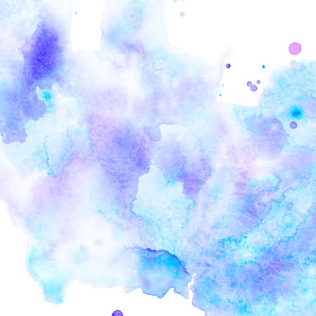 Abstract watercolor background with blue and lilac stains. Copy space.の写真素材