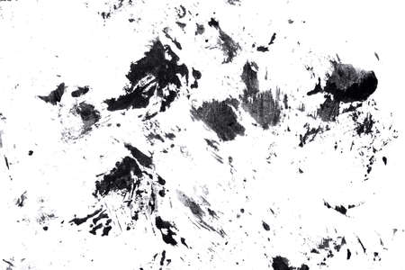 Abstract drops and smears of black acrylic paint isolated on a white background.の写真素材