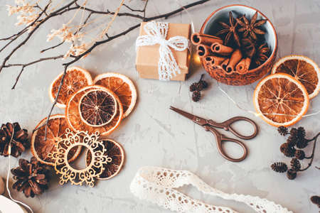 Home christmas decor, winter or autumn mood, holiday decoration.