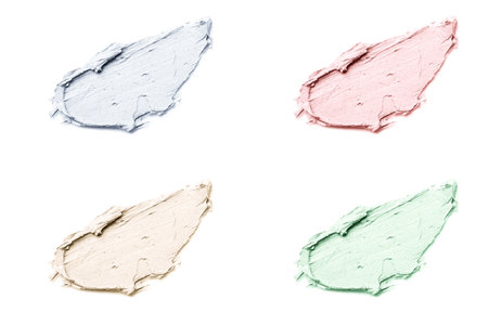 Smears of cosmetic clay isolated on a white background.の写真素材