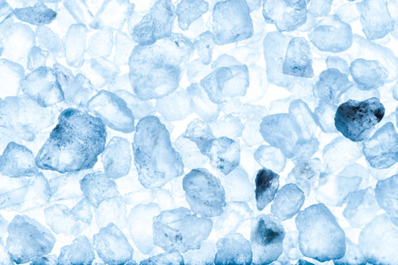 Sea salt crystals on a white background. Tinted blue.の写真素材