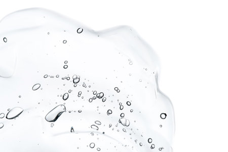 Transparent hyaluronic acid gel texture isolated on a white background.の写真素材