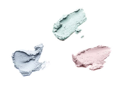 Smears of cosmetic clay isolated on a white background.の写真素材
