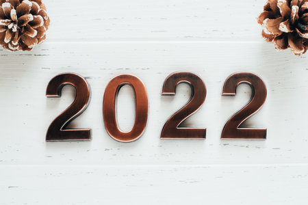 Metal numbers 2022 on a white background.の写真素材
