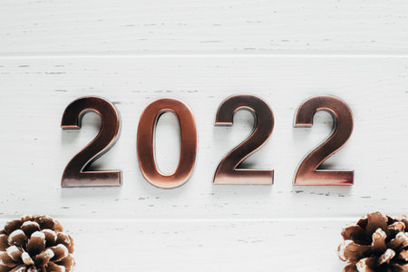 Metal numbers 2022 on a white background.の写真素材