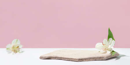 Background for cosmetic products of natural colors.の写真素材