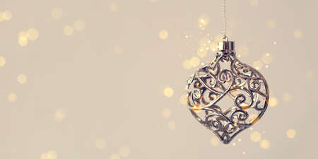 Silver Christmas decoration in vintage style.の写真素材