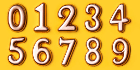 Metal numbers set on a yellow background.