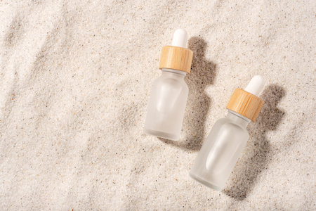 Glass bottles with a cosmetic product.の写真素材