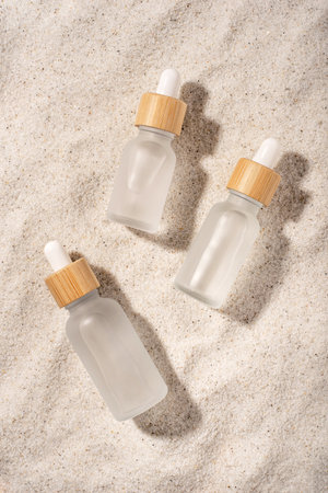 Glass bottles with a cosmetic product.の写真素材