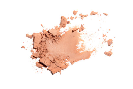 Smear of broken eye shadow or face powder isolated on white background.の写真素材