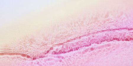The texture of the water is tinted in pink color. Bright summer sea pattern.の写真素材