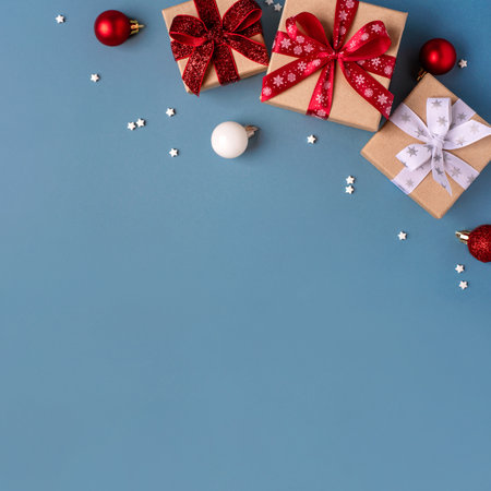 Gift boxes with Christmas decorations.の写真素材