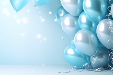 Festive background with blue balls.の素材