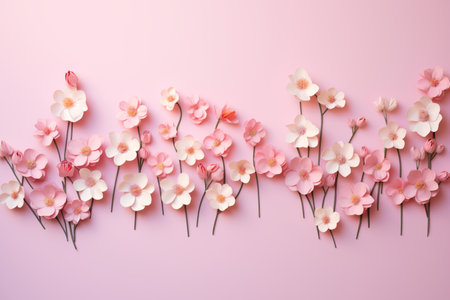 Beautiful flowers on pink background.の素材