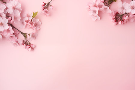 Beautiful white flowers on pink background. A card for Easter, Women's Day, Mother's Day, Valentine's Day with a place for text.の素材