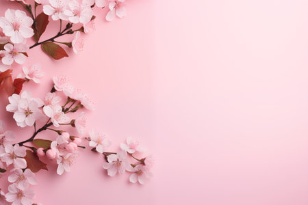 Beautiful white flowers on pink background. A card for Easter, Women's Day, Mother's Day, Valentine's Day with a place for text.の素材