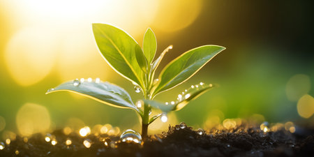 A new little sprout of a tree. The concept of preserving the natural environment.の素材
