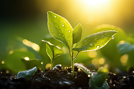 A new little sprout of a tree. The concept of preserving the natural environment.の素材