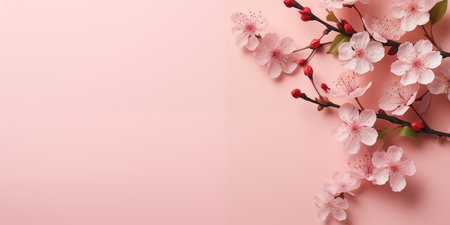 Beautiful white flowers on pink background. A card for Easter, Women's Day, Mother's Day, Valentine's Day with a place for text.の素材