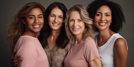 A group of beautiful smiling female friends.の素材