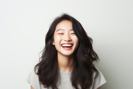 Portrait of a smiling young Asian woman.の素材