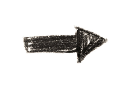 A black arrow pointing right on a white background.の写真素材