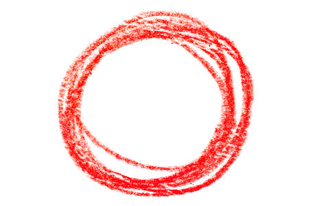 A circle drawn in red pencil.の写真素材