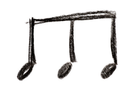 A minimalist pencil sketch of musical notes isolated on a white background, ideal for diverse design projects.の写真素材