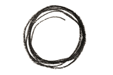 A circle drawn in black pencil.の写真素材