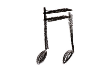 A minimalist pencil sketch of musical notes isolated on a white background.の写真素材