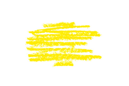 Artistic yellow pencil stroke on white canvas for your brand logo design.の写真素材