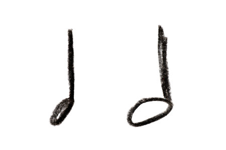 A minimalist pencil sketch of musical notes isolated on a white background.の写真素材