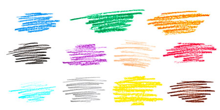 Multicolored pencil hatching pencil hatching on a white background.の写真素材