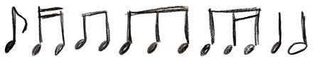 A minimalist pencil sketch of musical note isolated on a white background, ideal for diverse design projects.の写真素材