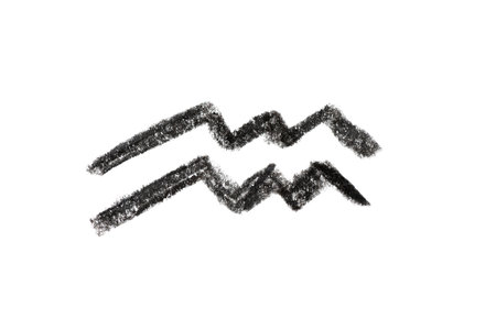 A hand-drawn Aquarius zodiac sign in black pencil on a white background, perfect for astrology-themed designs, horoscope articles, and spiritual projectsの写真素材