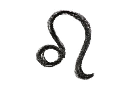 A hand-drawn Leo zodiac sign in black pencil on a white background, perfect for astrology-themed designs, horoscope articles, and spiritual projectsの写真素材